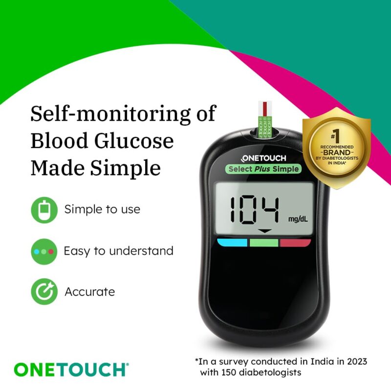 OneTouch Select Plus Simple glucometer machine with 50 Test Strips | Simple & accurate testing of Blood sugar levels at home | Global Iconic Brand | Includes 10 Sterile Lancets + 1 Lancing device - Image 7