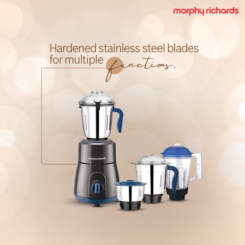Morphy Richards 750W Relish 4 Jars Mixer Grinder, Black and Blue, Regular - Image 16