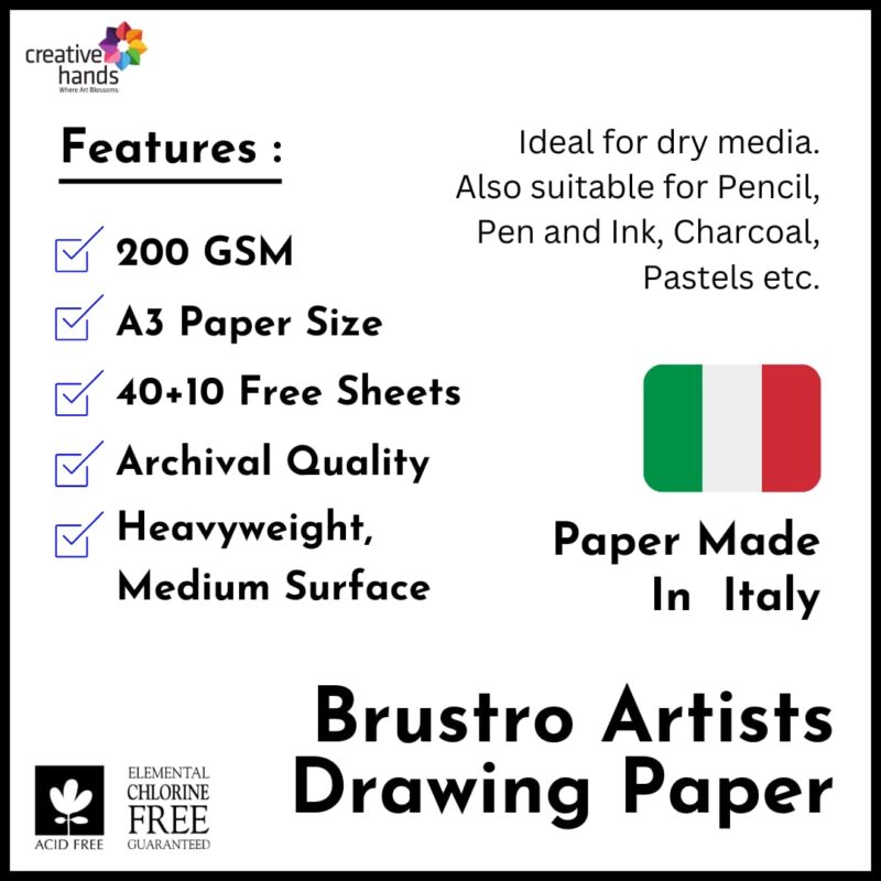 Brustro Artists' Drawing Paper 200gsm Jumbo - A3 (50 Sheets) - Image 2