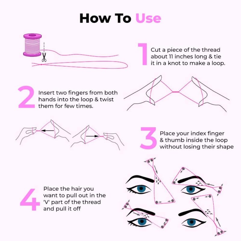 Organic Cotton Eyebrow Threading Thread Tool for Women - 2 Spools x 300 Meters - Thread for Eyebrows Threading - Upperlips Shaping - Forehead Chin Hair Removal Thread - Salon Spa Home by Zibell - Image 3