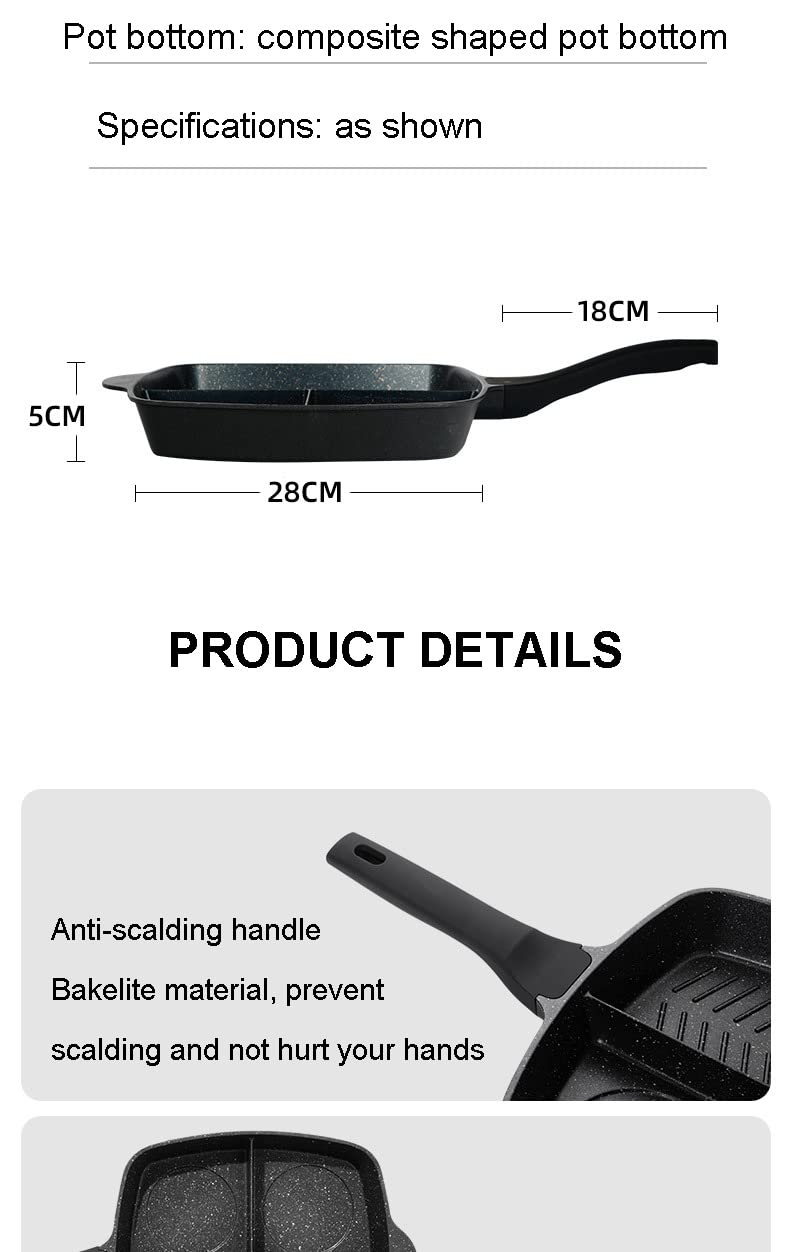 ONCARNIVAL 3-in-1 Non Stick Frying pan Crepe Maker pan Cooking Wok Pot (Black) - Image 3