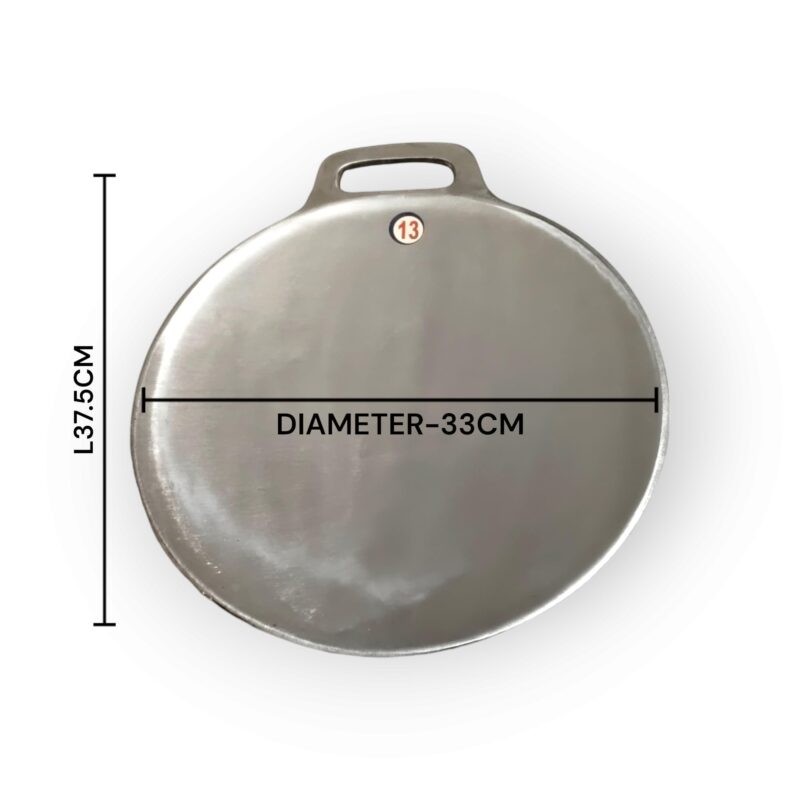 Trishav Indolium Dosa Kallu | Indolium Polished Dosa Tawa - Single Handle Dosa kal - 13 Inch with Stainless Steel Classic Palta-Turner- Silver - Image 8
