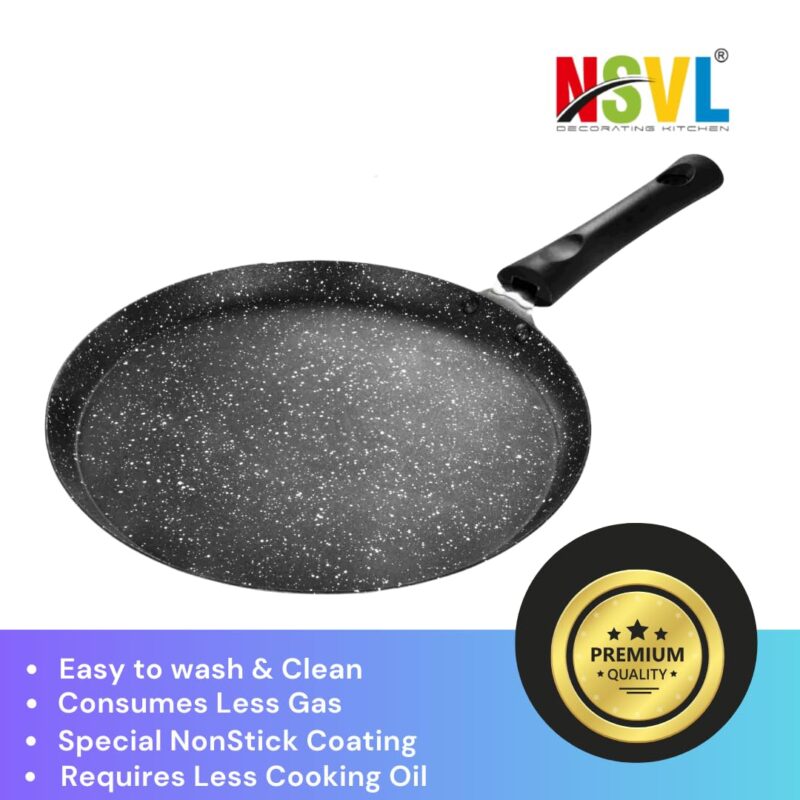 Nsvl Aluminium Non-Stick Dosa Tawa with Handle| Granite Finish | Pfoa Free | High Temperature Resistant Exterior Coating | 25 Cm | Black (DOSA TAWA Premium) - Image 7