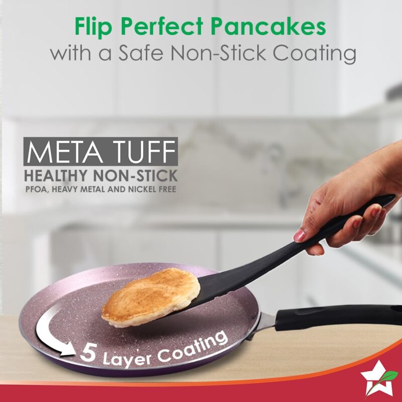 Wonderchef Valencia Non-Stick 28 Cm Dosa Tawa | Cool Touch Bakelite Handle | Pure Grade Aluminium| PFOA Free| 1 Year Warranty | Purple - Image 2