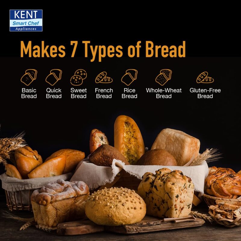 Kent Atta and Bread Maker for Home, Fully Automatic With 19 Pre-set Menu, 550w 16010 (Steel Grey) - Image 4