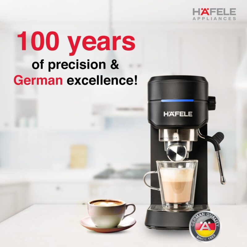 Hafele U-Kaffee Espresso Coffee Machine, 15-Bar Pressure, Removable Water Tank (1L), Single/Double Espresso, Cappuccino & Latte, Adjustable Milk Frother, Thermoblock Technology, 1450 W - Image 2