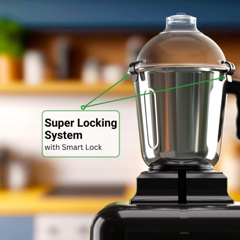 MecTURING 800W Mixer Grinder with 4-Year Warranty | 22000 RPM High-Speed Motor | 4 Handsfree Smart-Lock Jars | Touch Panel & Rotary Dial with Timer | Food-Grade Stainless Steel | All-India Service - Image 6