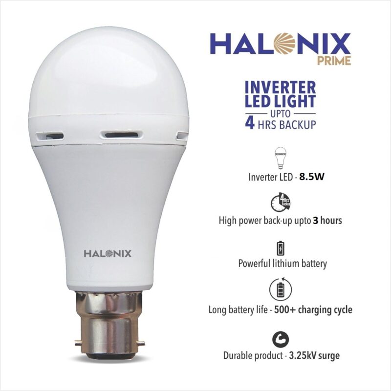 Halonix 8.5 Watt B22 LED White Rechargeable Emergency light Inverter Bulb, Pack of 1 - Image 4