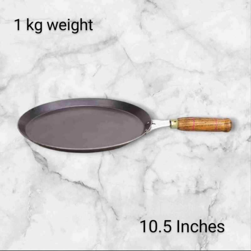 Super Smooth Iron Dosa Tawa/Dosa/Roti Tawa/Non Tawa/Chapathi Tawa /10.5 inches 25.5Cm/ 1 kg Weight with Wooden Handle Iron Tawa - Image 3