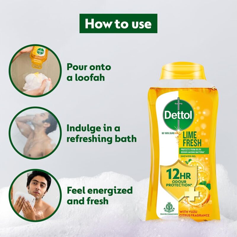 Dettol Body Wash and Shower Gel for Women and Men, Refresh - (Pack of 2-250ml each) | Soap-Free Bodywash | 12h Odour Protection - Image 6
