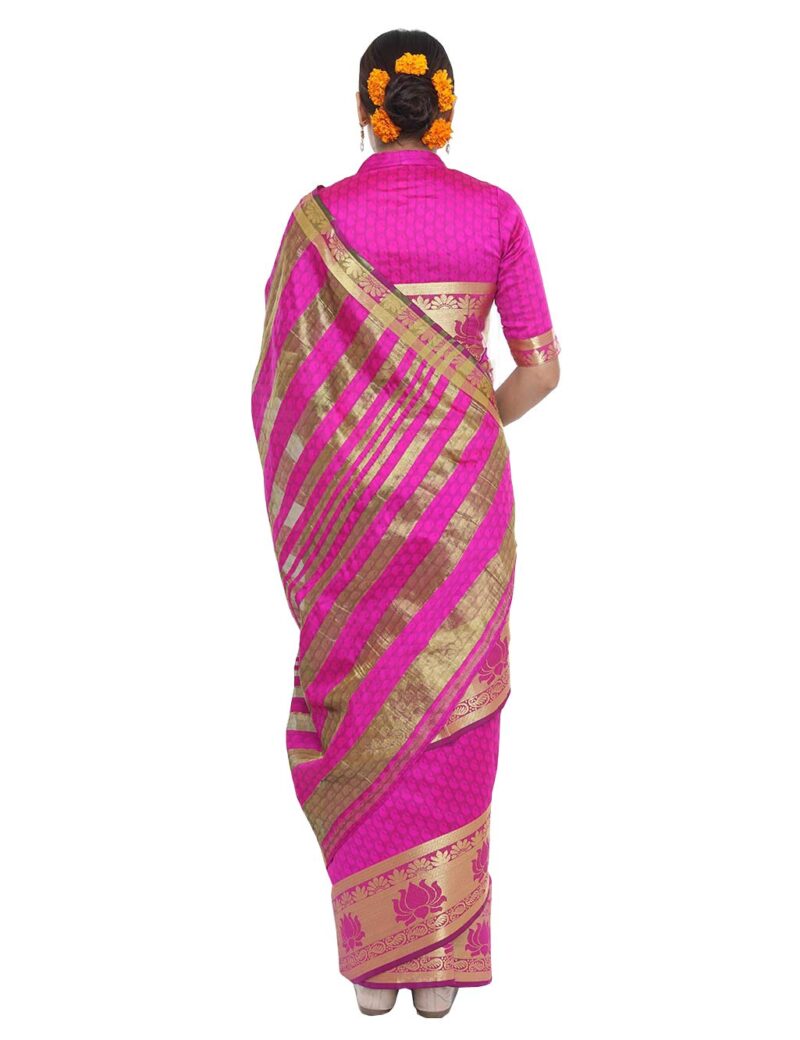 ANNI DESIGNER Art Décor Women's Self Jacquard Cotton Silk Lotus Pink Color Saree With Blouse_Free Size - Image 4