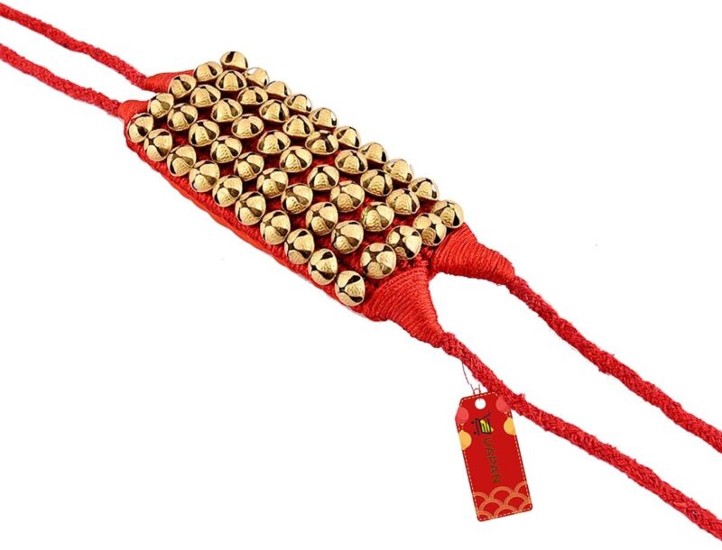 UAPAN Brass Ghungroo Anklets Bells (5 Line Double string Pad, Red, Pair) - Image 3