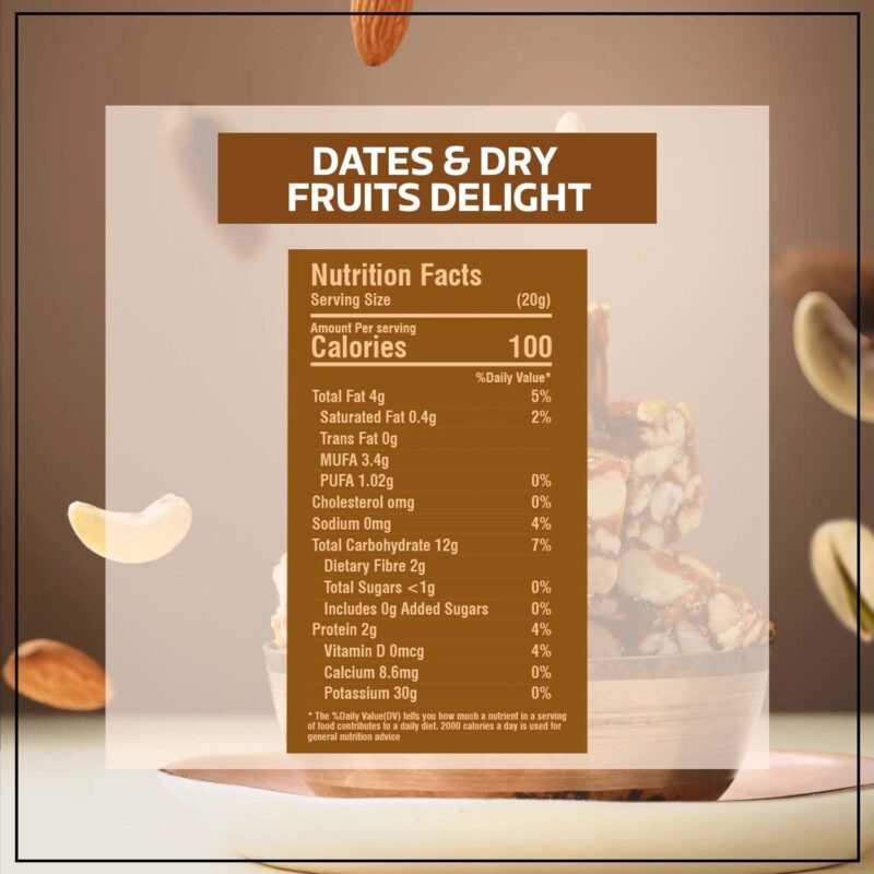 Wonderland Foods 350g Premium Dates And Dry Fruits Delight Box | Dry Fruits And Dates Bites | Made With Dates, Pistachios, Cashews, Almonds, Honey And Pure Ghee - Image 2