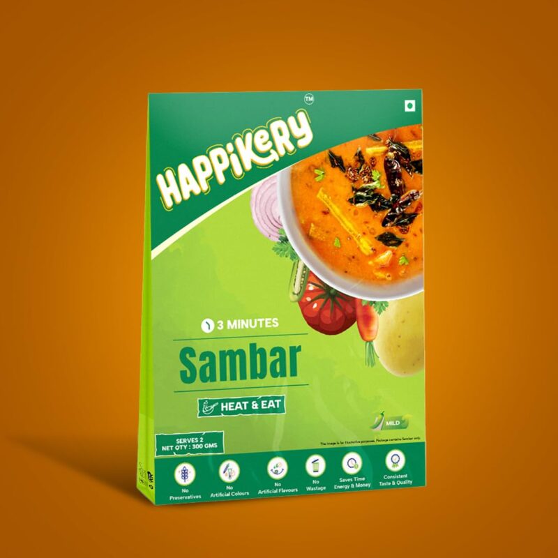 Happikery Instant Sambar with Added Vegetables, Ready to Eat, Goodness of Dals, No Added Preservatives, Ready in 3 Minutes, Veg Mix, Upto 5-7 Servings - 1kg - Image 5