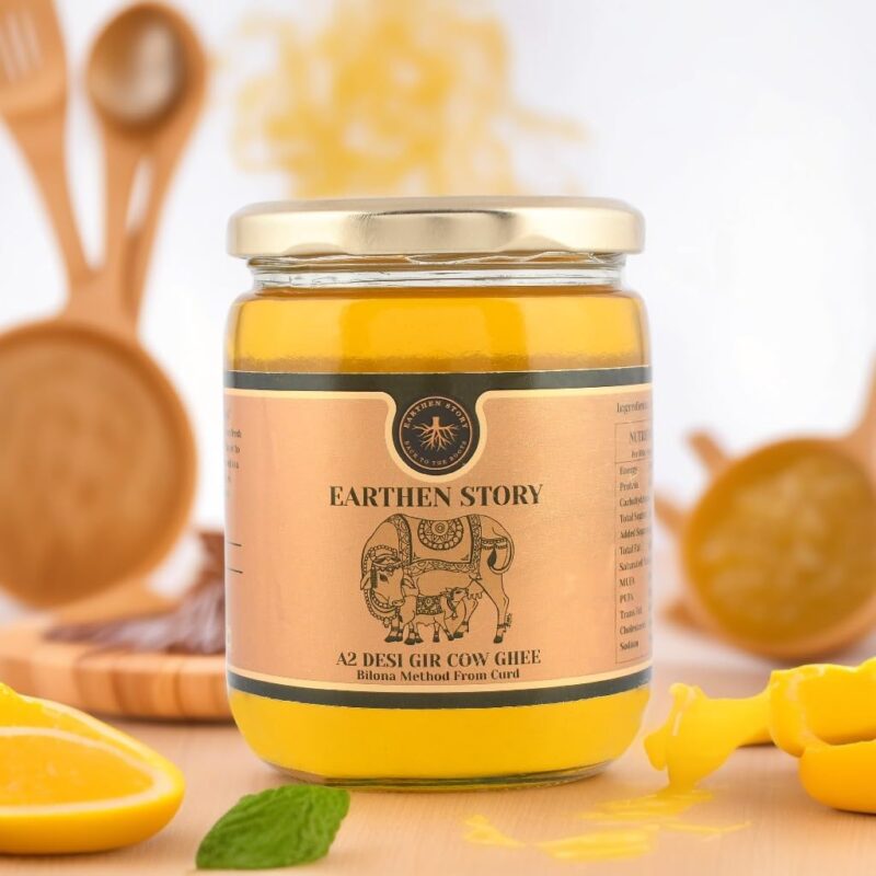 Earthen Story A2 Ghee from Gir Cow 500ml | A2 cow ghee bilona method from curd | 100% Pure, Natural & Healthy | A2 gir cow ghee in Glass Jar | Lab Tested - Image 7