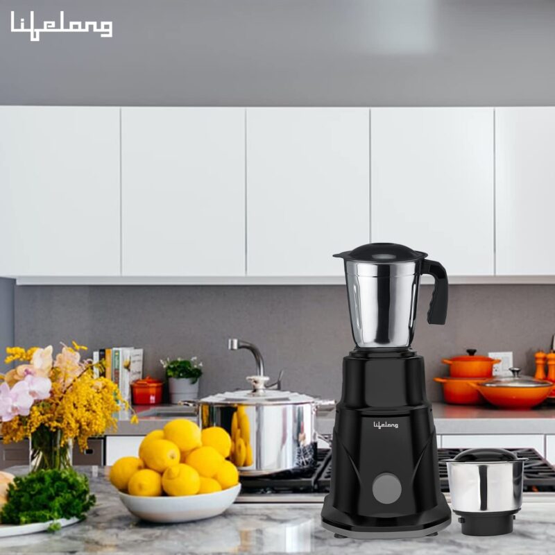 Lifelong Duos 500 Watt 2 Jar Mixer Grinder with 3 Speed Control and 1100 Watt Dry Non-Stick soleplate Iron Super Combo (Black, 1 Year Warranty) - Image 2