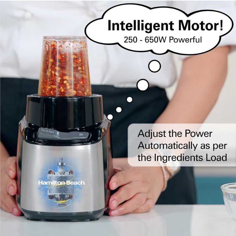 Hamilton Beach Bullet Mixer Grinder,Mixer/Grinder/Blender-Peak Power 650Watts,Blender For Smoothies And Juices/Smoothie Blender,Nutri Blender,Blender For Kitchen,Baby Food Blender,8Pc Set,Black - Image 2