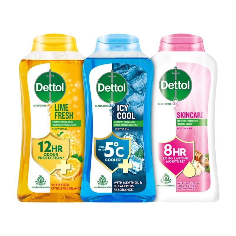 Dettol Body Wash and Shower Gel for Women and Men, (Cool, Refresh, Nourish), Pack of 3-250ml each