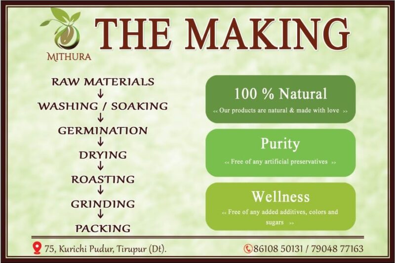 Mithura Sprouted Health Mix 500 gm | Protein- Rich | 26 Ingredients | No Sugar,No Preservatives | 75% Sprouted Millets, Grains And Cereals | Sathu Maavu Mix for Adults & Kids | 100% Natural Porridge - Image 4