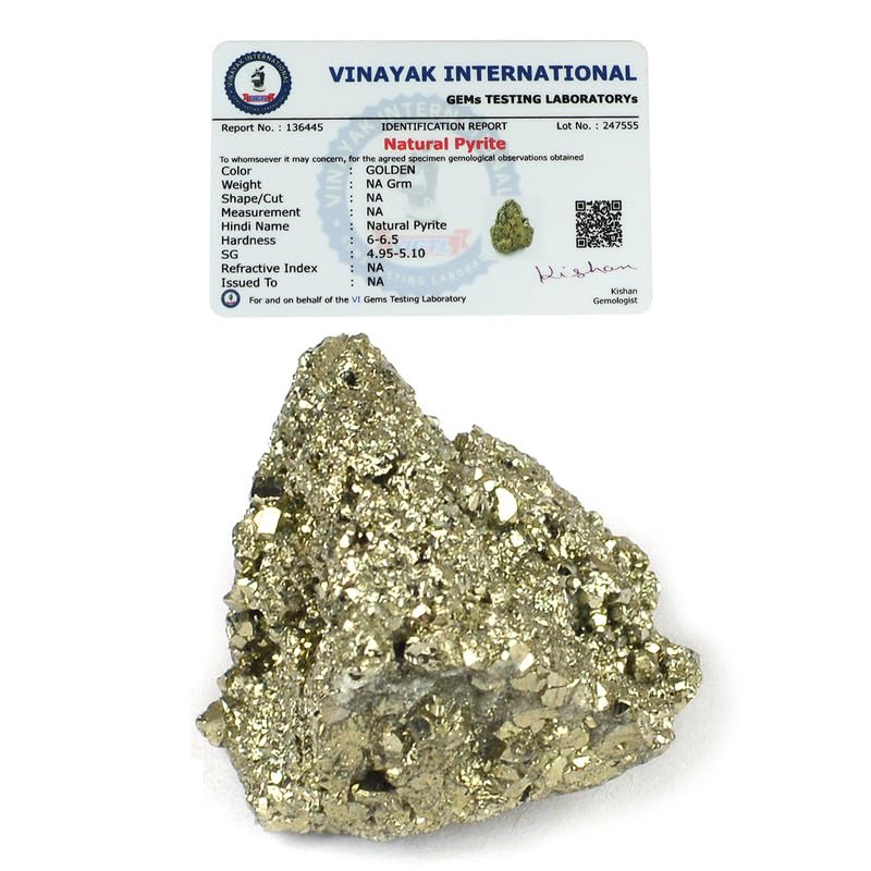 Crystu Natural Pyrite Rough Stone | Pyrite Stone Original | Pyrite Raw Stone | Pyrite Raw Cluster from Peru | Weight 50 Carats