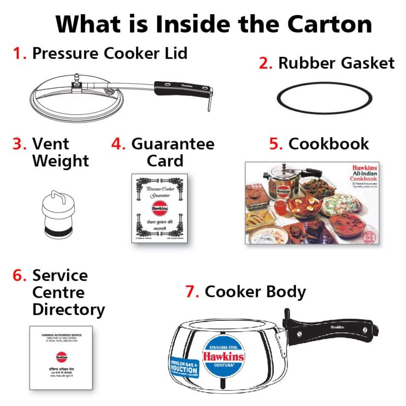 Hawkins 2 Litre Contura Pressure Cooker, Stainless Steel Inner Lid Cooker, Handi Cooker, Induction Cooker, Small Cooker, Silver (SSC20) - Image 7