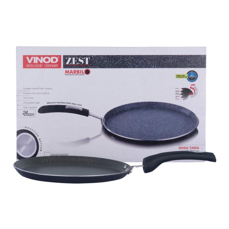 Vinod Cookware Aluminium Zest Marbilo Dosa Tawa, 28cm, Black - Image 4