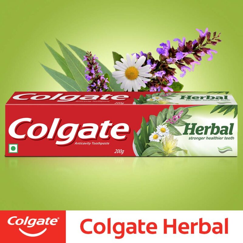 Colgate Herbal Toothpaste, Goodness of Natural Ingredients for Healthy Teeth, 800g, 200g X 4 - Image 3