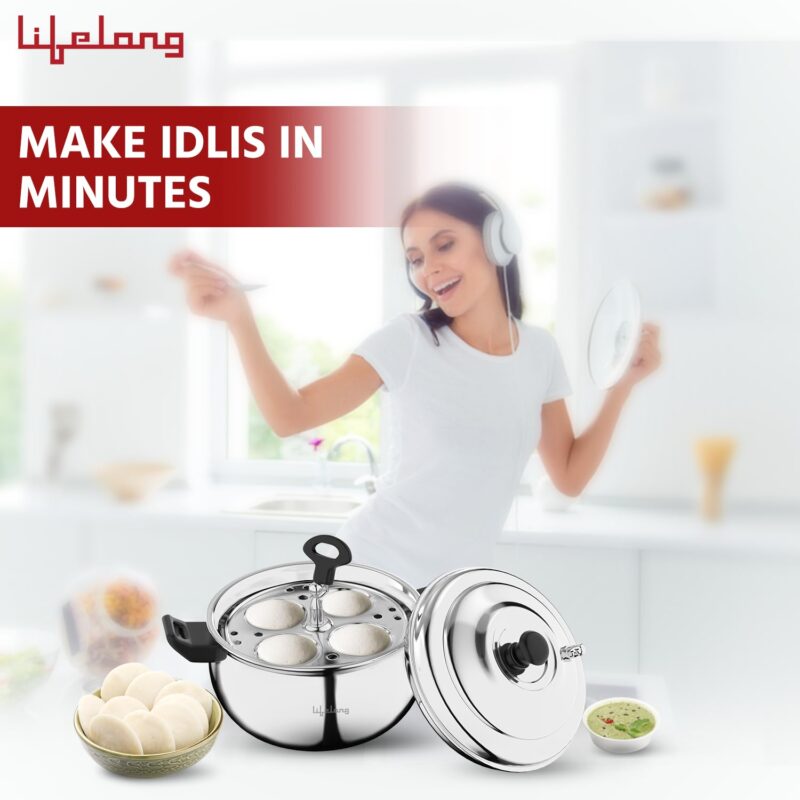 Lifelong Idli Cooker 3 Plate | 12 idlis | Stainless Steel Idli Cooker, Induction and Gas Stove Compatible Idli Maker (LLIDCKR03, Steel Silver) - Image 7