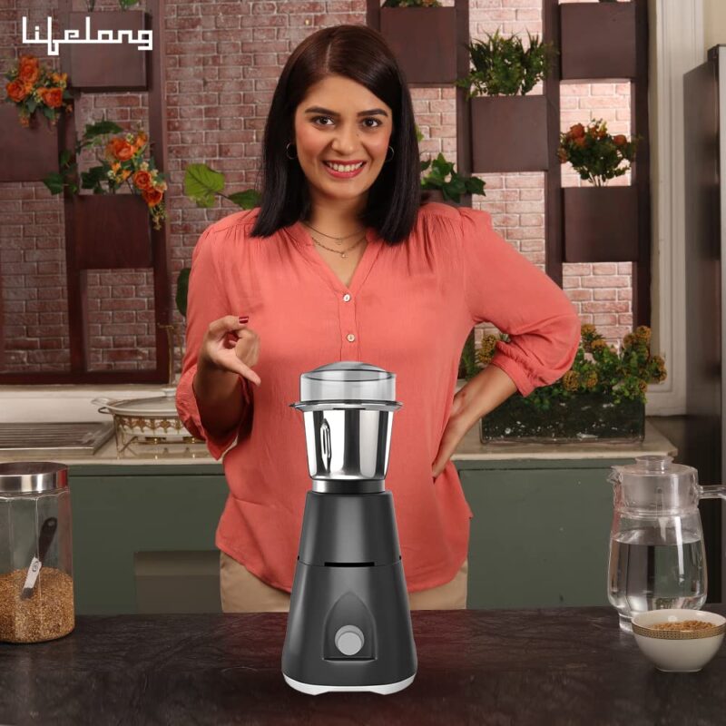 Lifelong Uno LX 350 Watt Mixer Grinder, 1 Jar | ABS Body, Stainless Steel Blade (1 Year Warranty, Grey) - Image 7