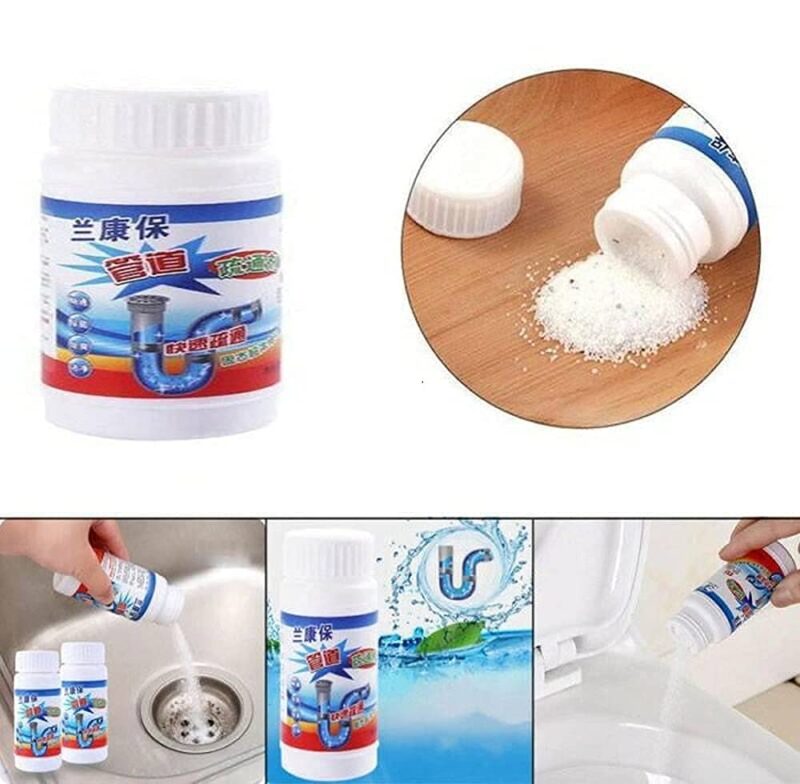 ARV Drain Cleaner Powder Removes Clogs, Blockages in Washbasin, Powerful Drain Blockage Cleaner Sink pipe Cleaner Powder Pack Of 2 - Image 5