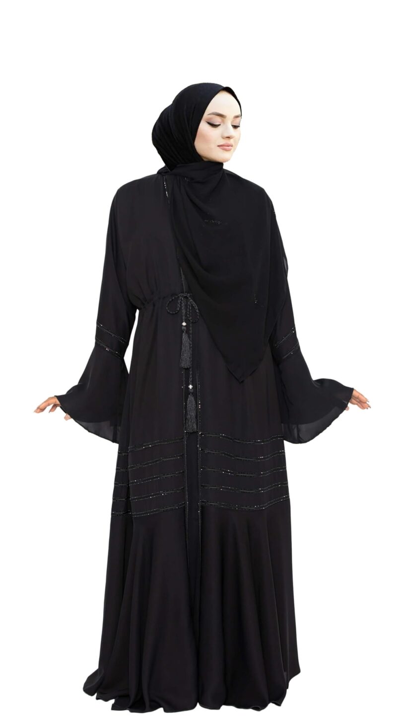BURAQUE DESIGNER Nida fabric Free Size Muslim Burqa/Abaya & Burkha Dress for Muslim women and Girl's (P03-Black Stone-Burkha) - Image 4