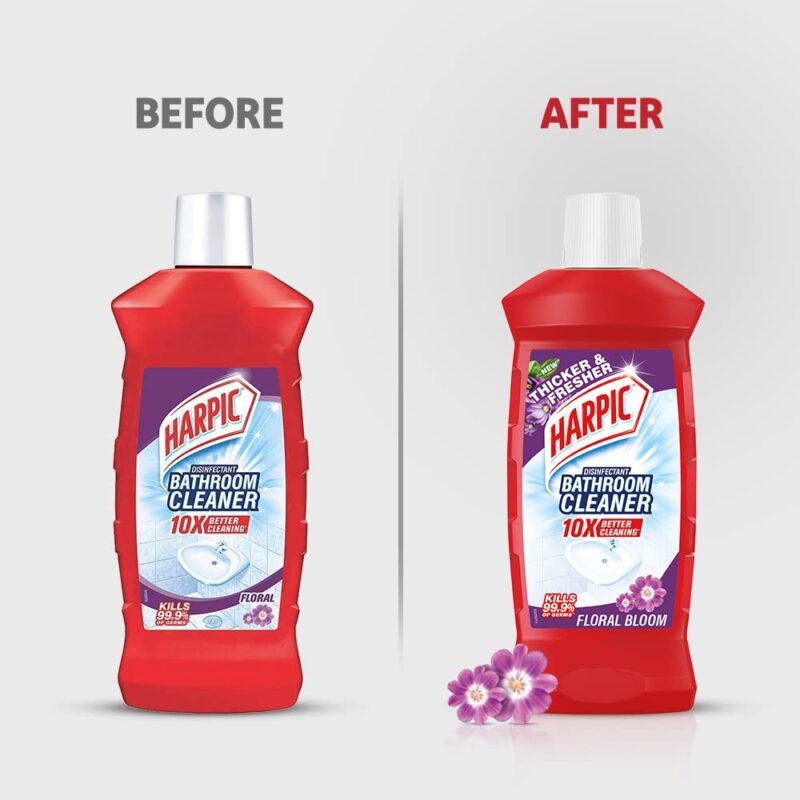 Harpic Flushmatic In-Cistern Toilet Cleaner Blocks, Marine - 150 g | Lasts Upto 240 Flushes & Disinfectant Bathroom Cleaner Liquid, Floral - 1 L | India's # 1 Bathroom Cleaner - Image 3