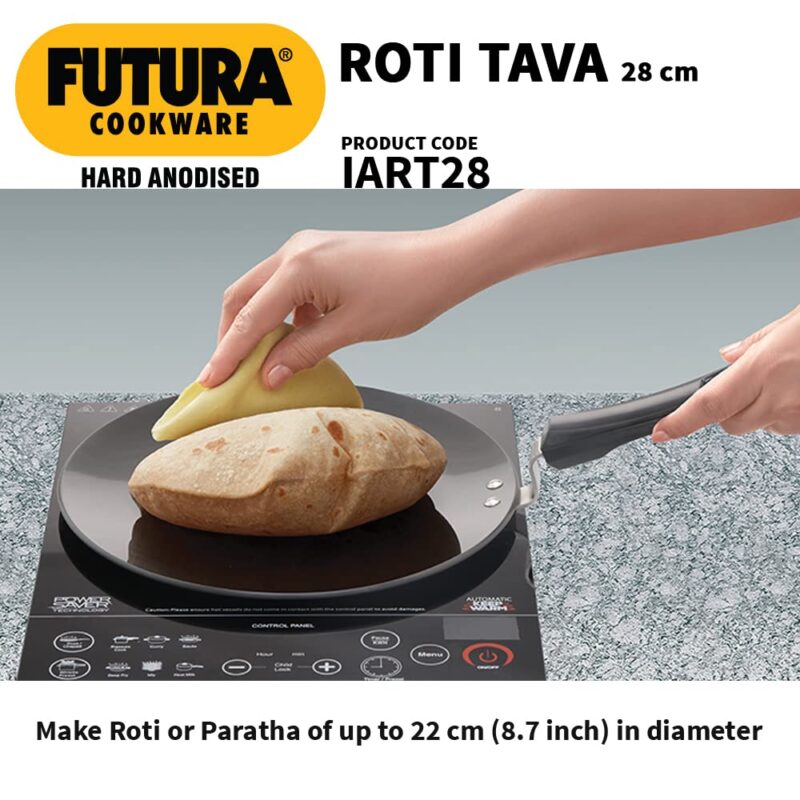 Hawkins Futura 28 cm Roti Tava, Hard Anodised Tawa, Induction Tawa, Black (IART28) - Image 6