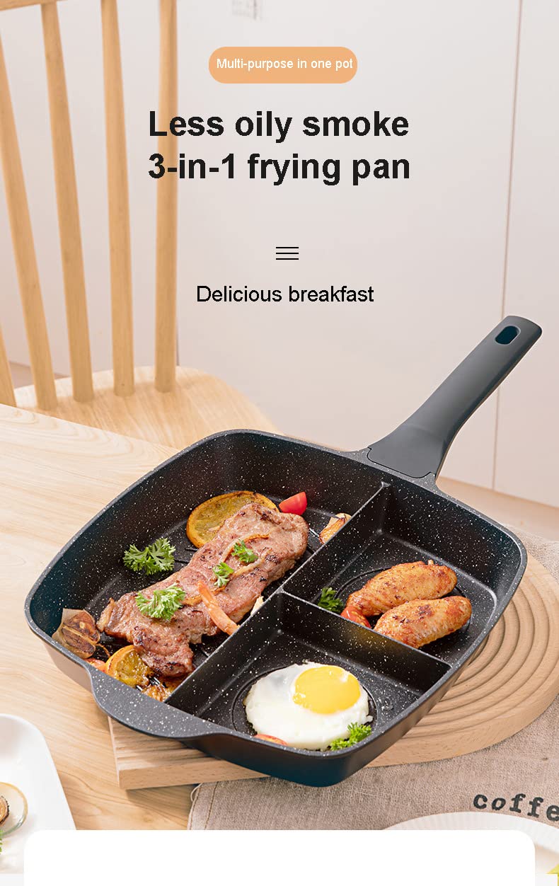 ONCARNIVAL 3-in-1 Non Stick Frying pan Crepe Maker pan Cooking Wok Pot (Black) - Image 7