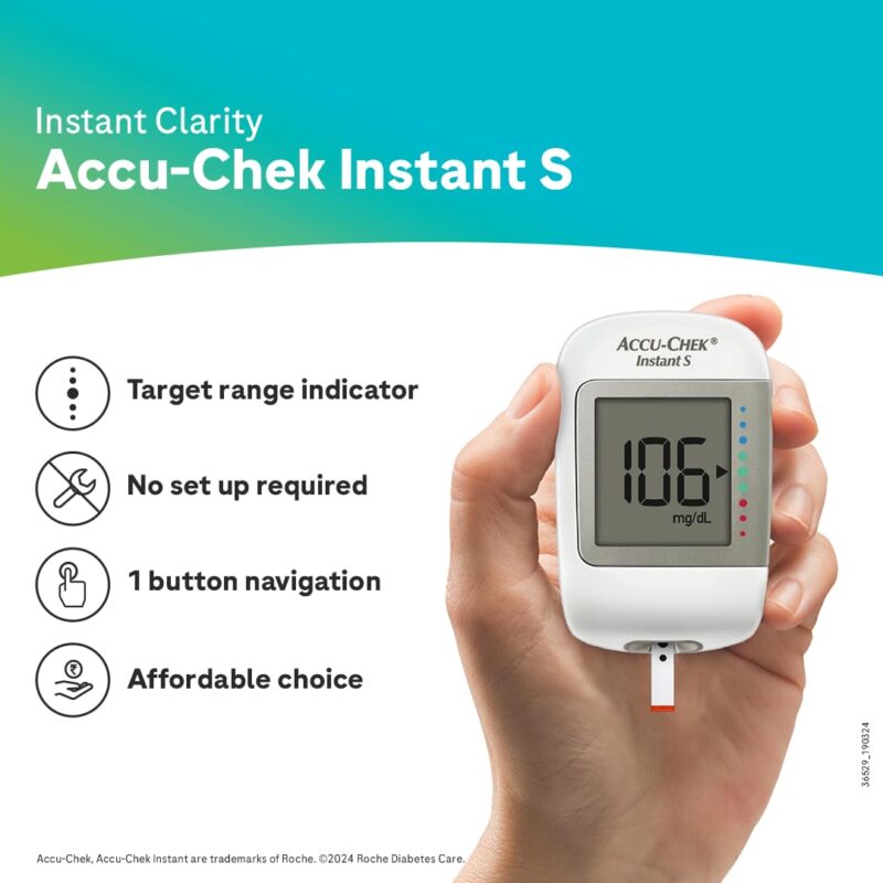 Accu-Chek Instant S Blood Glucose Glucometer Kit with Vial of 10 Strips, 10 Lancets and a Lancing device FREE for Accurate Blood Sugar Testing - Image 7