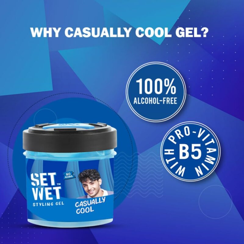 Set Wet Styling Hair Gel for Men - Casually Cool, 250gm | Medium Hold, High Shine | For Medium to Long Hair |No Alcohol, No Sulphate - Image 6