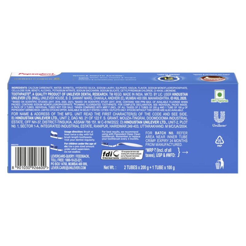Pepsodent Germicheck 8 Actions, Whole Mouth Toothpaste With Anti-Germ Formula, Clove And Neem Oil, 500 g Family Pack - Image 6