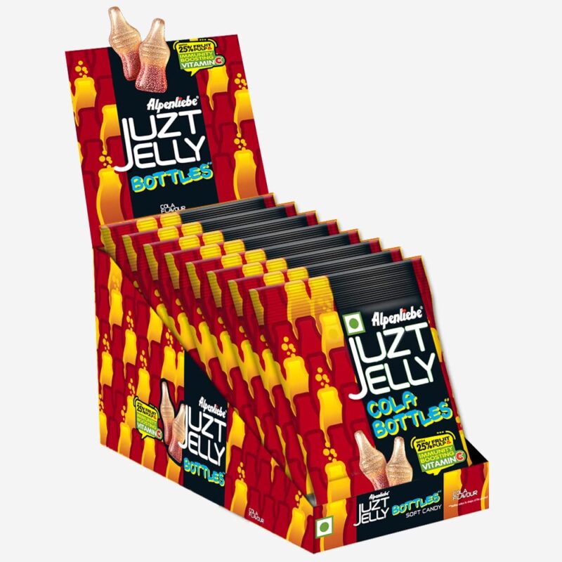 ALPENLIEBE JUZT JELLY Cola Flavour Bottles Pouch, 540g/582.4 g (Pack of 8) (Weight May Vary)