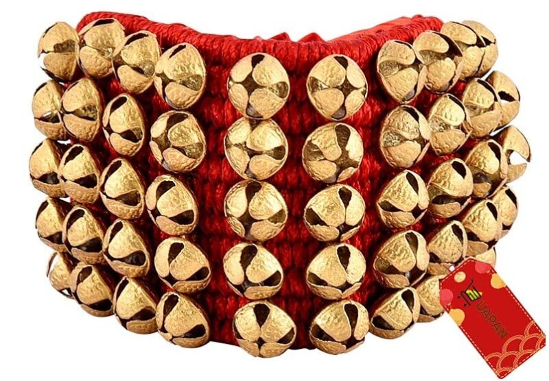 UAPAN Brass Ghungroo Anklets Bells (5 Line Double string Pad, Red, Pair) - Image 6