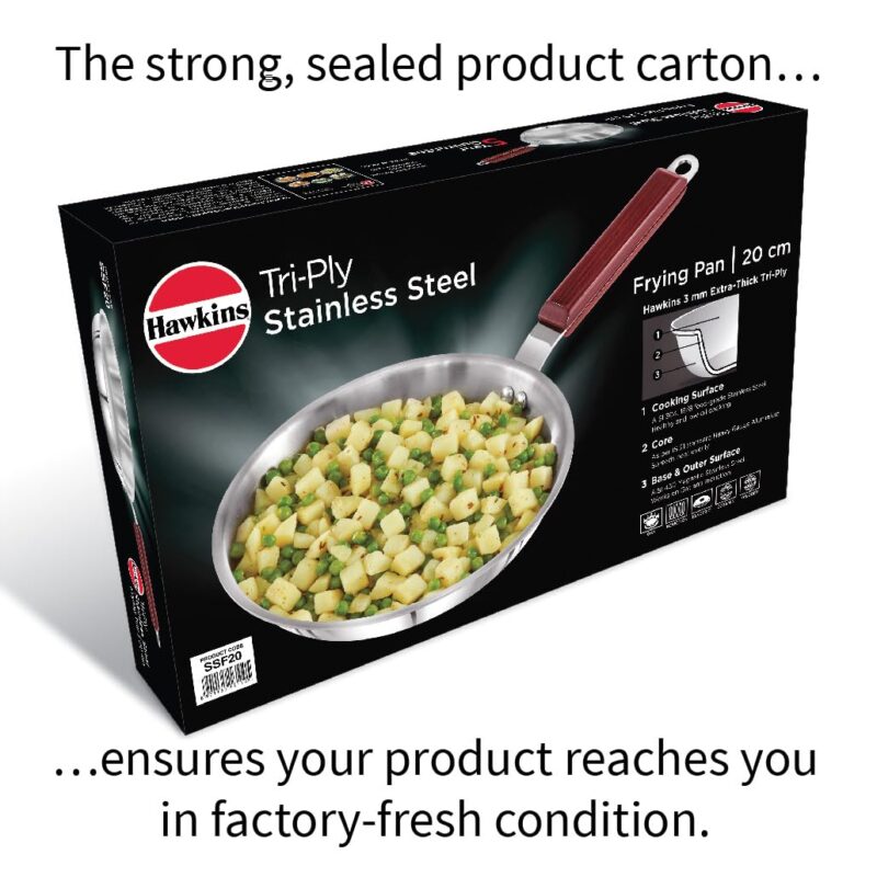Hawkins 20 cm Frying Pan, Triply Stainless Steel Fry Pan, Induction Frying Pan, Small Frying Pan, Silver (SSF20) - Image 3