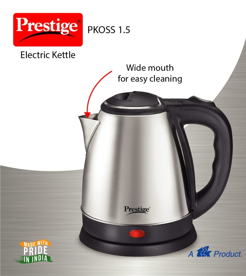 Prestige IRIS Plus 750 watt mixer grinder & Electric Kettle PKOSS - 1500watts, Steel (1.5Ltr), Black - Image 3