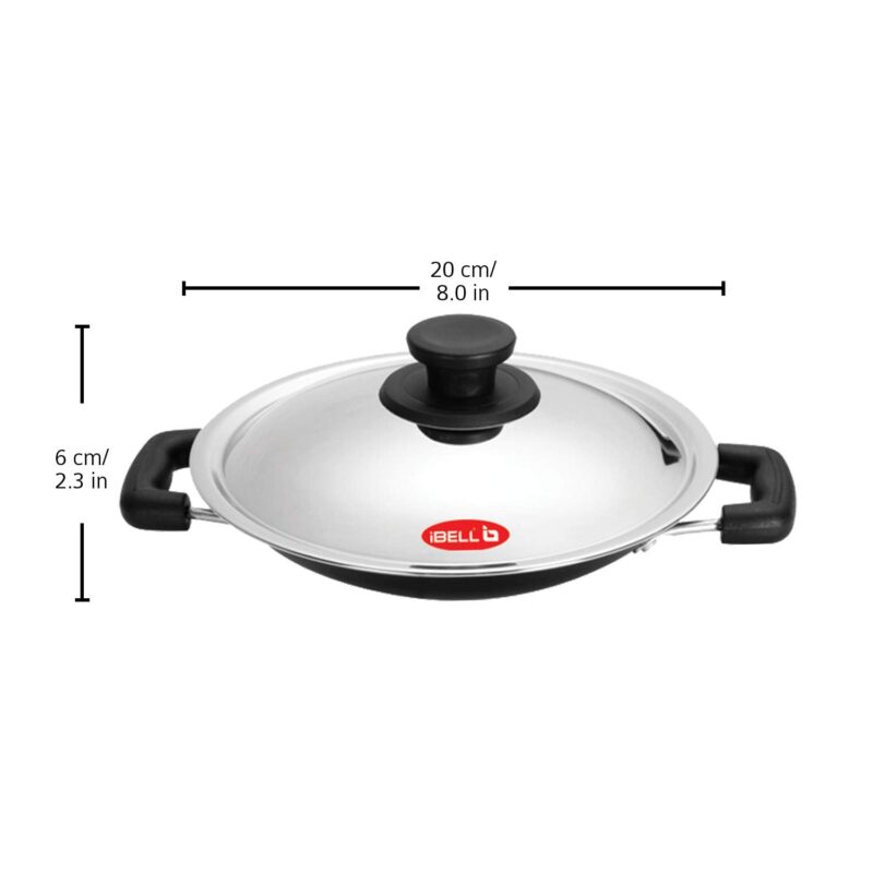 IBELL Premium Non-Stick Aluminium Appam Pan with Lid, Appachatty, 200mm, Silver - Image 5