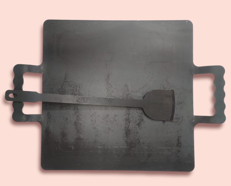 Madurai ARTISANS Club - Traditional Iron Made Pathri Tawa, 12 Inch Square, Double Handle, for Making Dosa, Roti, Chapati and Frying, Black Color (Square PATHRI TAWA) - Image 2