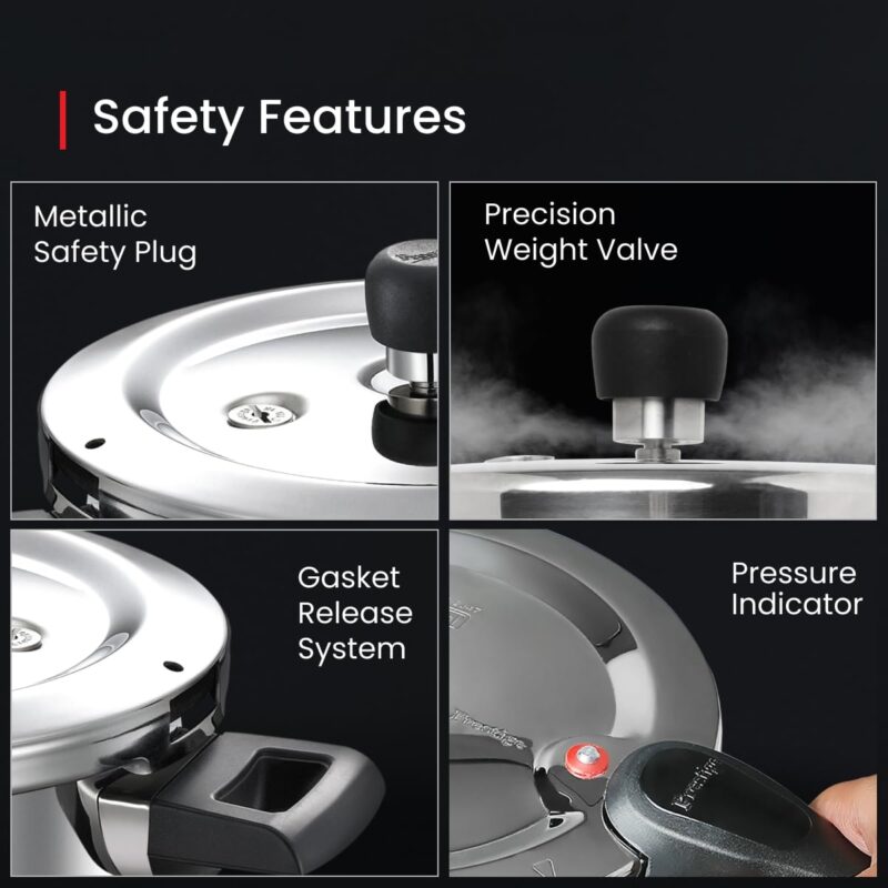 Prestige Svachh Triply Outer Lid Pressure Cooker with Unique Deep Lid, 3.5 Litre, Silver, Stainless Steel, Aluminium, 3.5 Liter - Image 4
