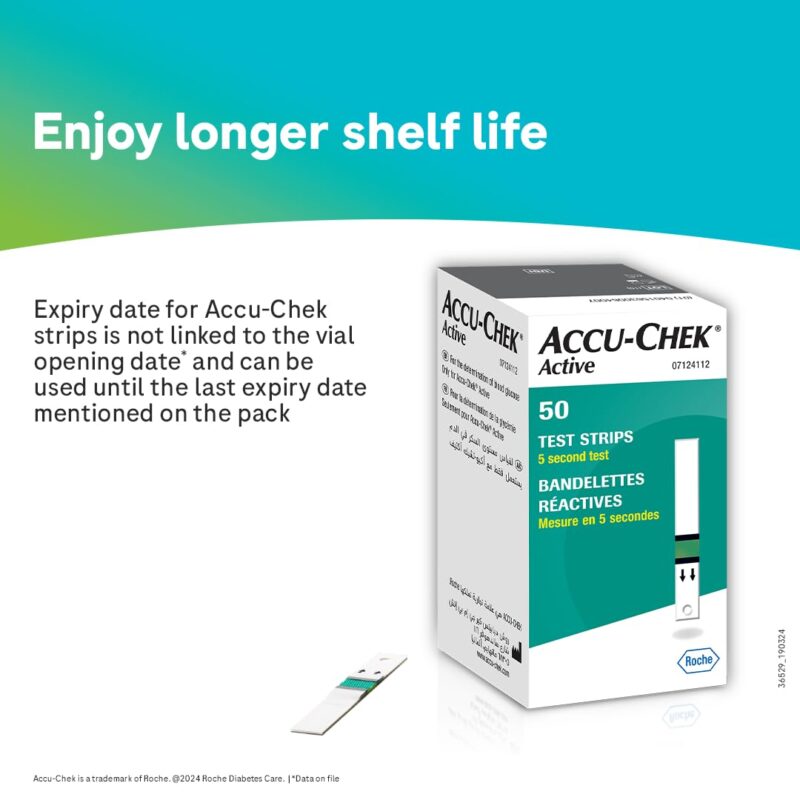 Accu-Chek Active Blood Glucose Glucometer Kit With Vial Of 10 Strips, 10 Lancets And A Lancing Device Free For Accurate Blood Sugar Testing - Image 3