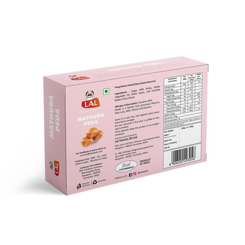 Lal Sweets Mathura Peda - 400gm - Image 3