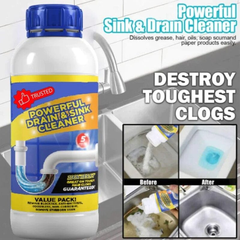 SAKSAA Powerful Drain Blockage Automatic Toilet Cleaner Sink Cleaner Powder, Drain Cleaner & Clog, Blockage Cleaner, Unclogs and Pack, Sink opner [Pack of 1] - Image 5