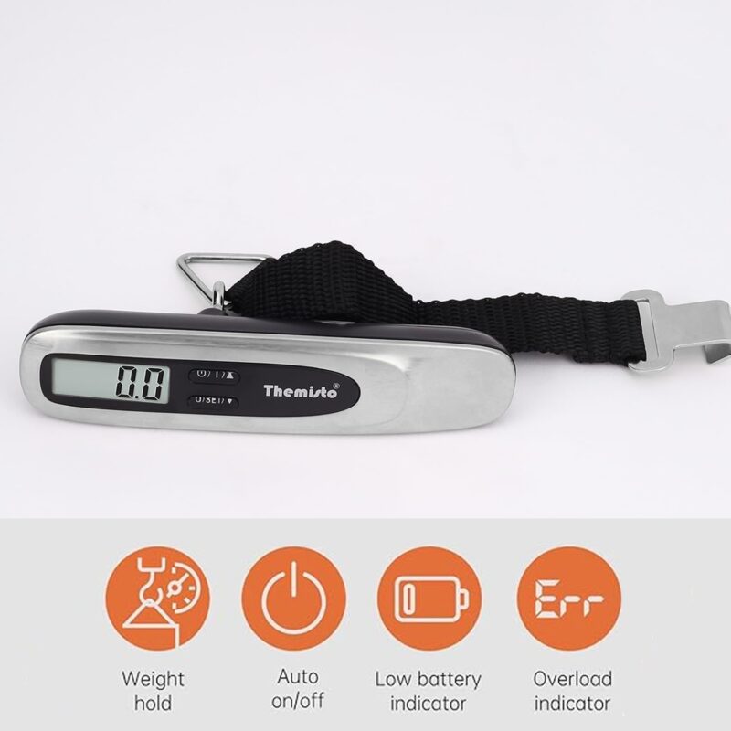 Themisto TH-WS11 Digital Luggage Scale with Target Value Setting (50kg), Silver - Image 5