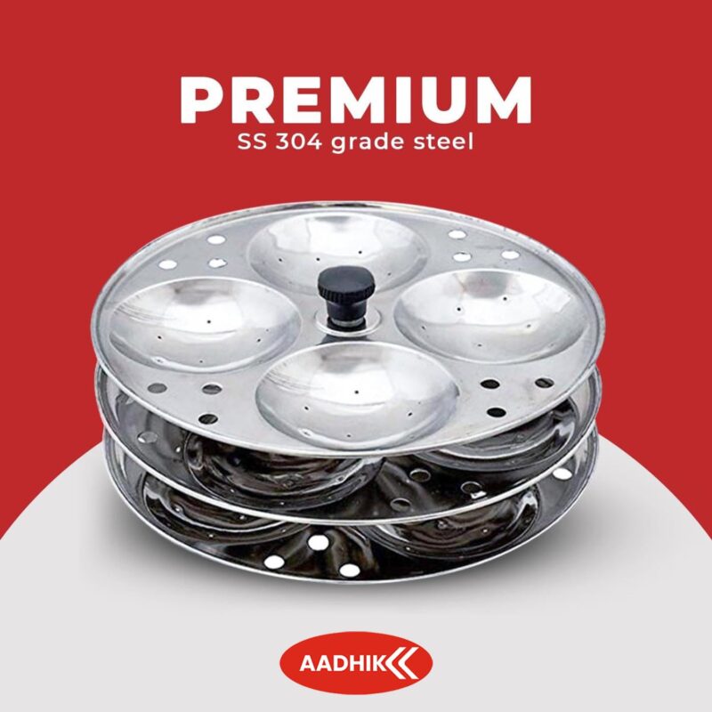 AADHIK Stainless Steel Non-Stick Idli Plates Idli Maker| Idli Stand with Holes for Pressure Cooker, 3 Plate - Image 5