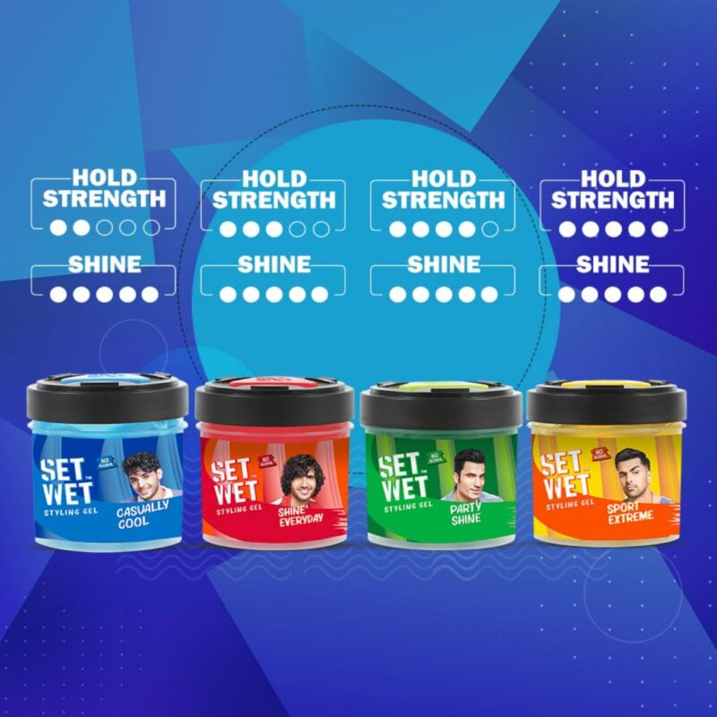 Set Wet Styling Hair Gel for Men - Casually Cool, 250gm | Medium Hold, High Shine | For Medium to Long Hair |No Alcohol, No Sulphate - Image 2